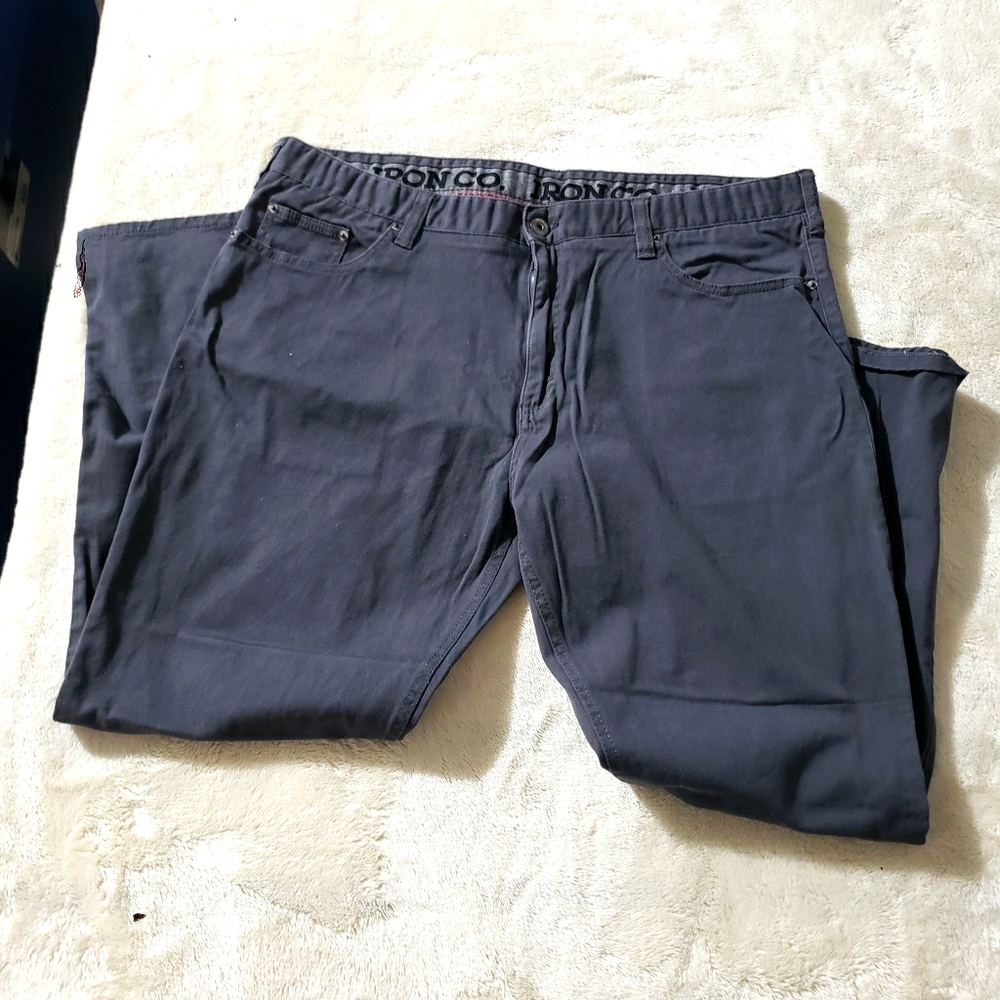 Mens Charcoal Iron Co Flat Front Work Pants